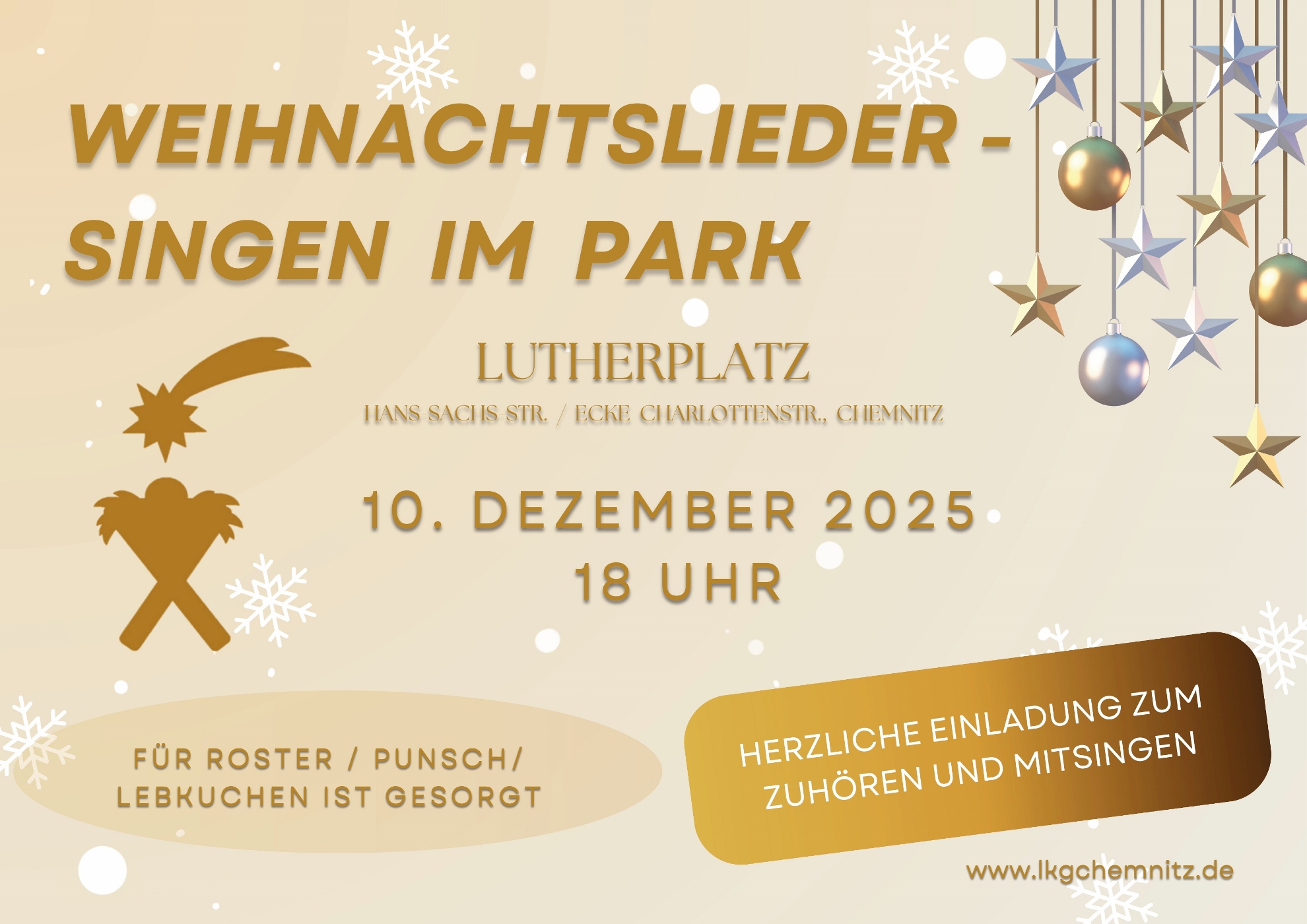 Weinachtsliedersingen 10. Dezember 2025 18:00 Uhr